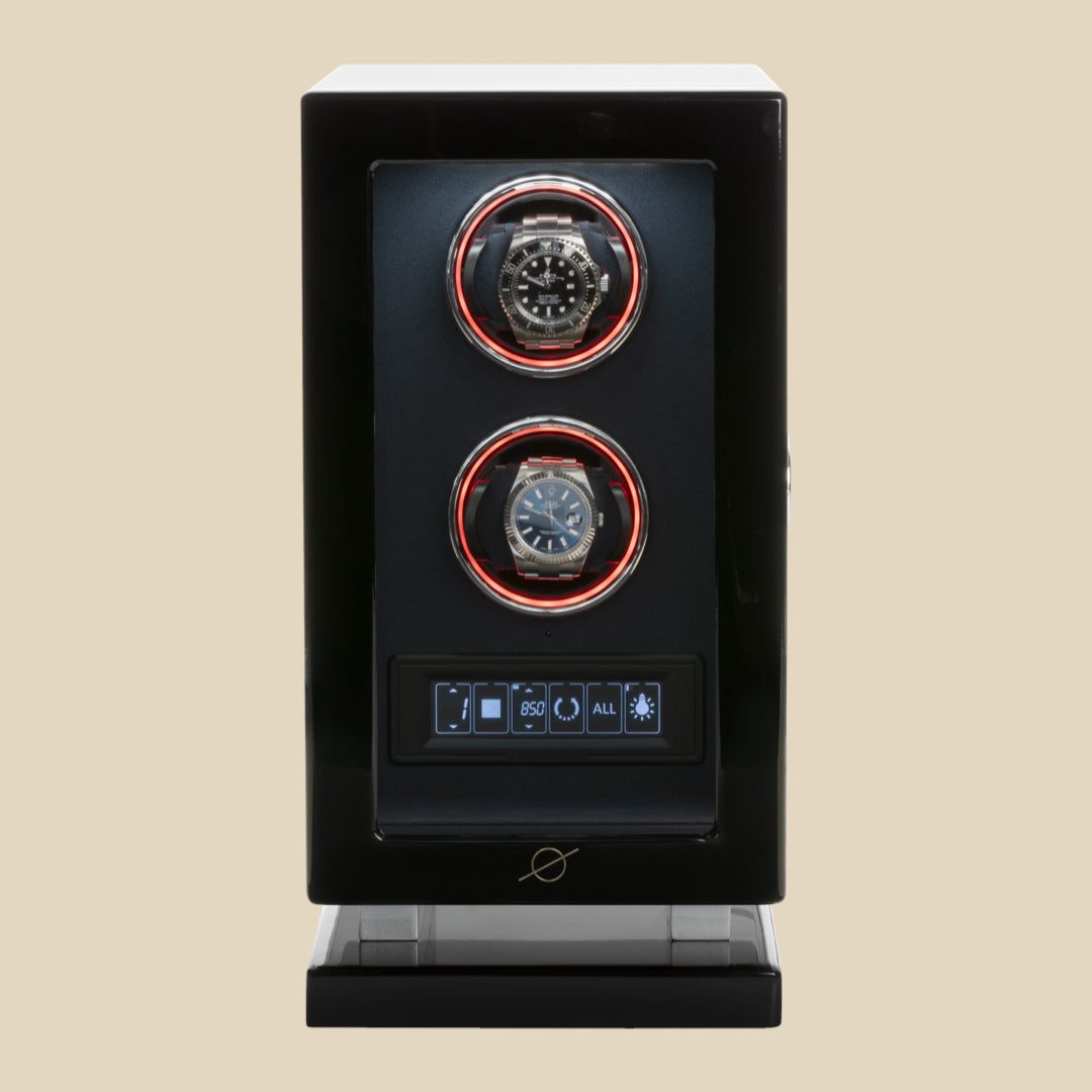 WW116 Watch Winder (Ebony/Blue) - 2 Watches