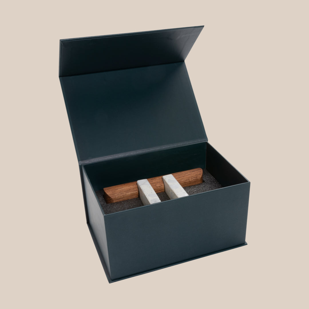 Basel Watch Stand - Mahogany / Muschelkalk Limestone