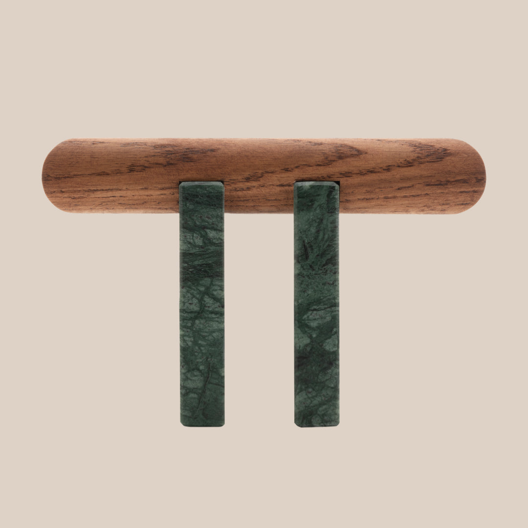 Basel Uhrenständer - Mahagoni / Verde Marmor