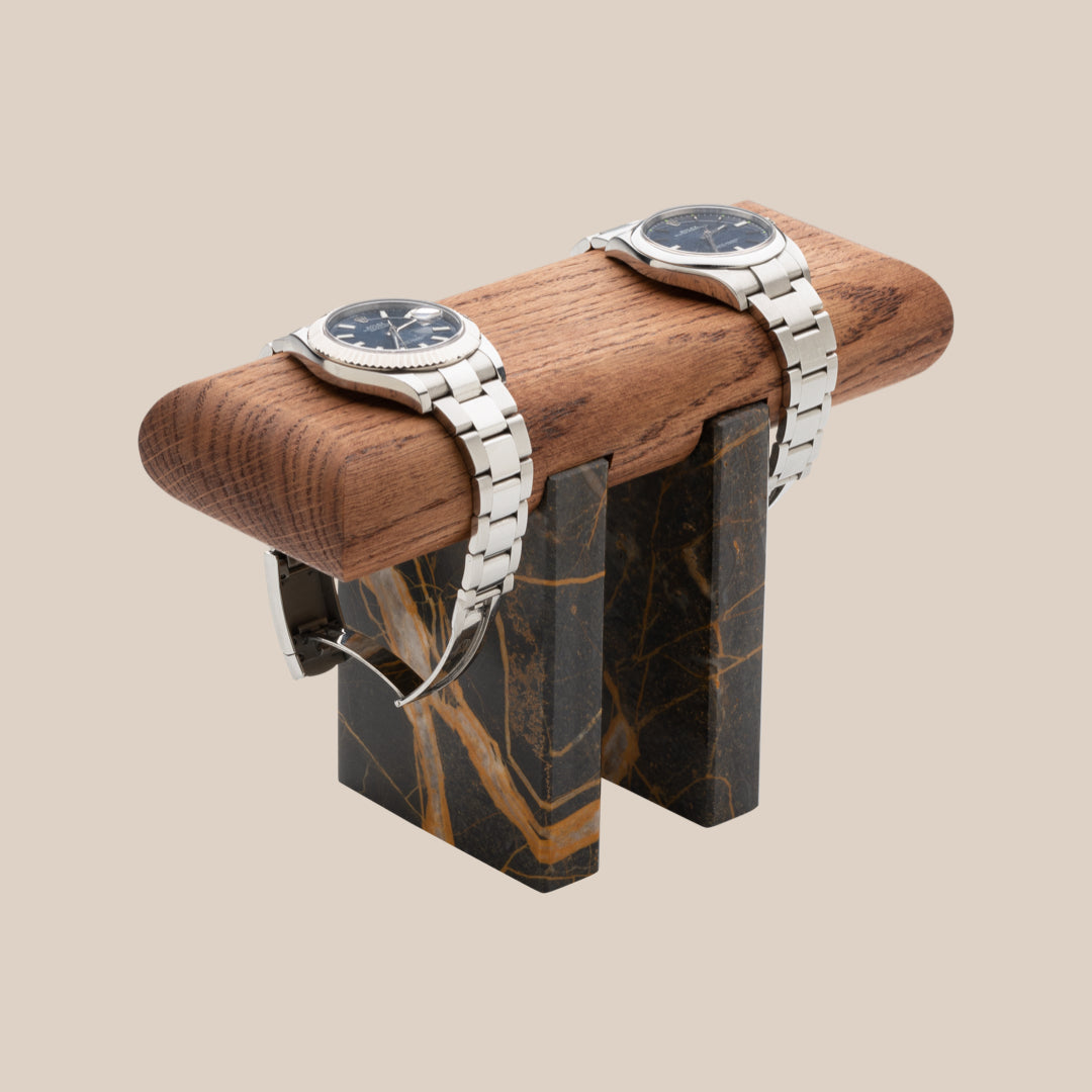 Basel Watch Stand - Mahogany / New Port Laurent Marble