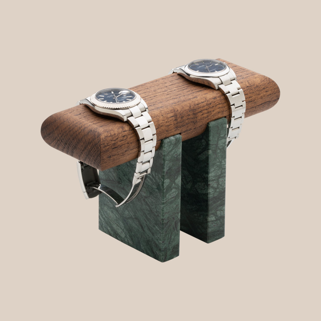 Basel Uhrenständer - Palisander / Verde Marmor