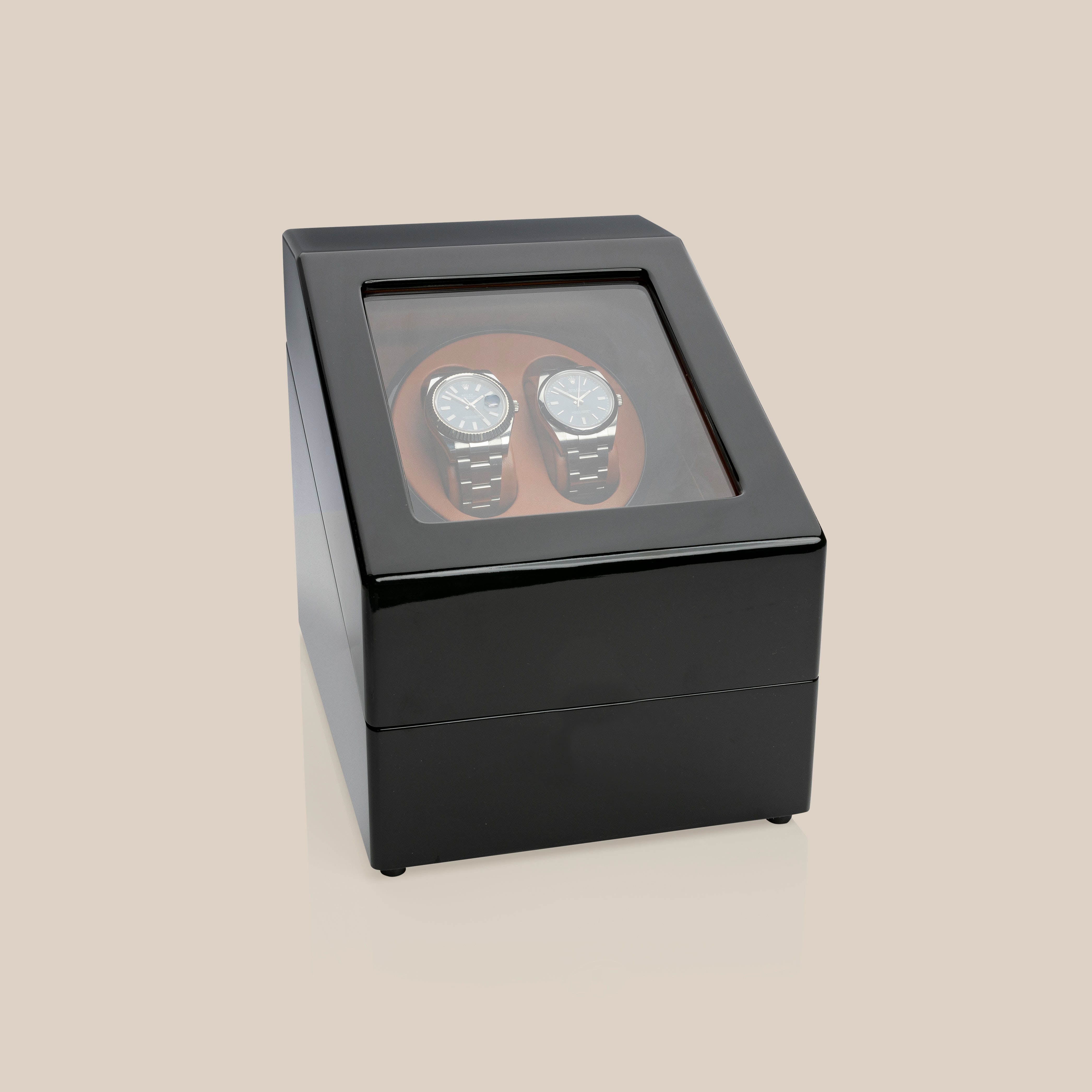 WW13 Watch Winder (Black/Brown) - 2 Watches