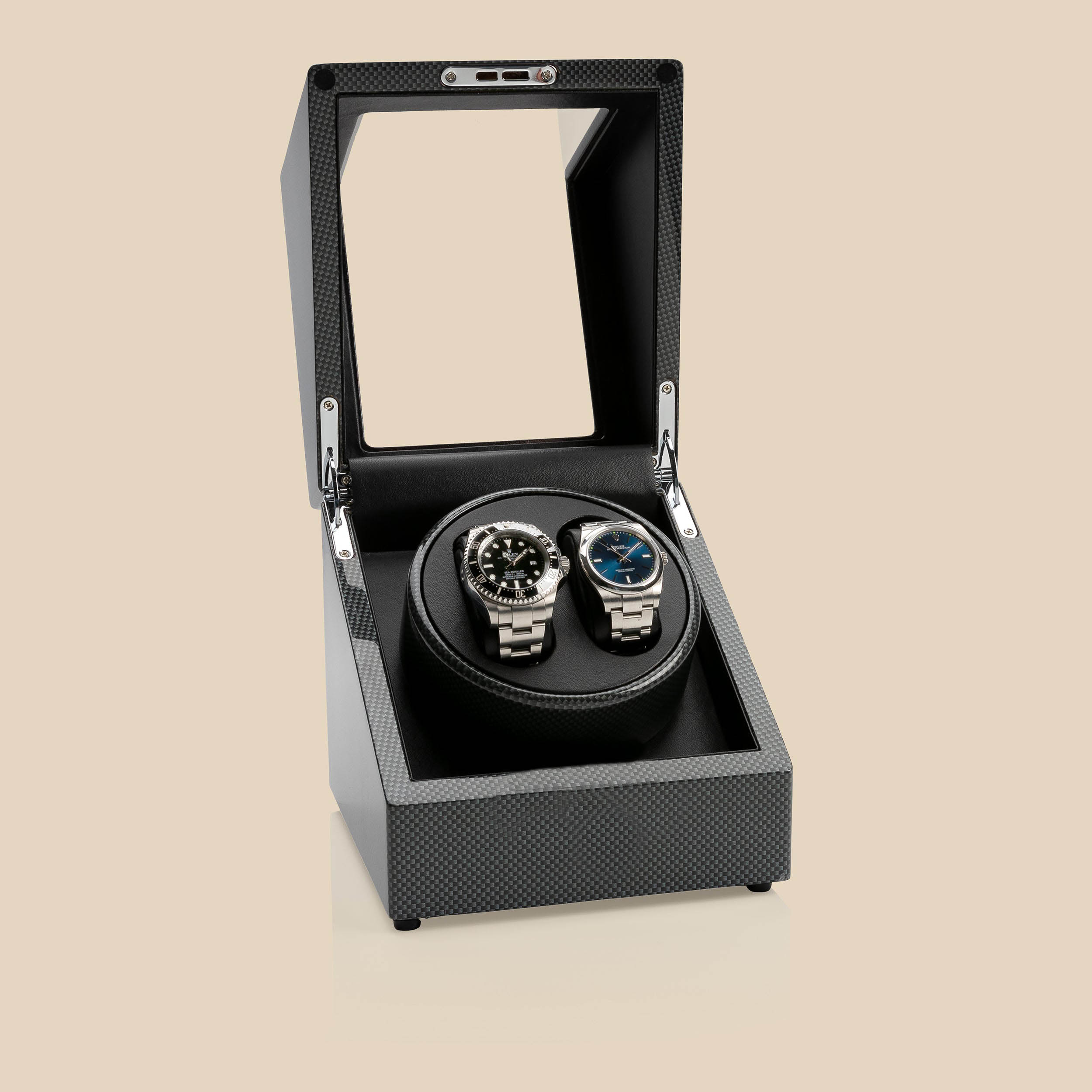 WW53 (Carbon Fibre Look) Watch Winder - 2 Watches