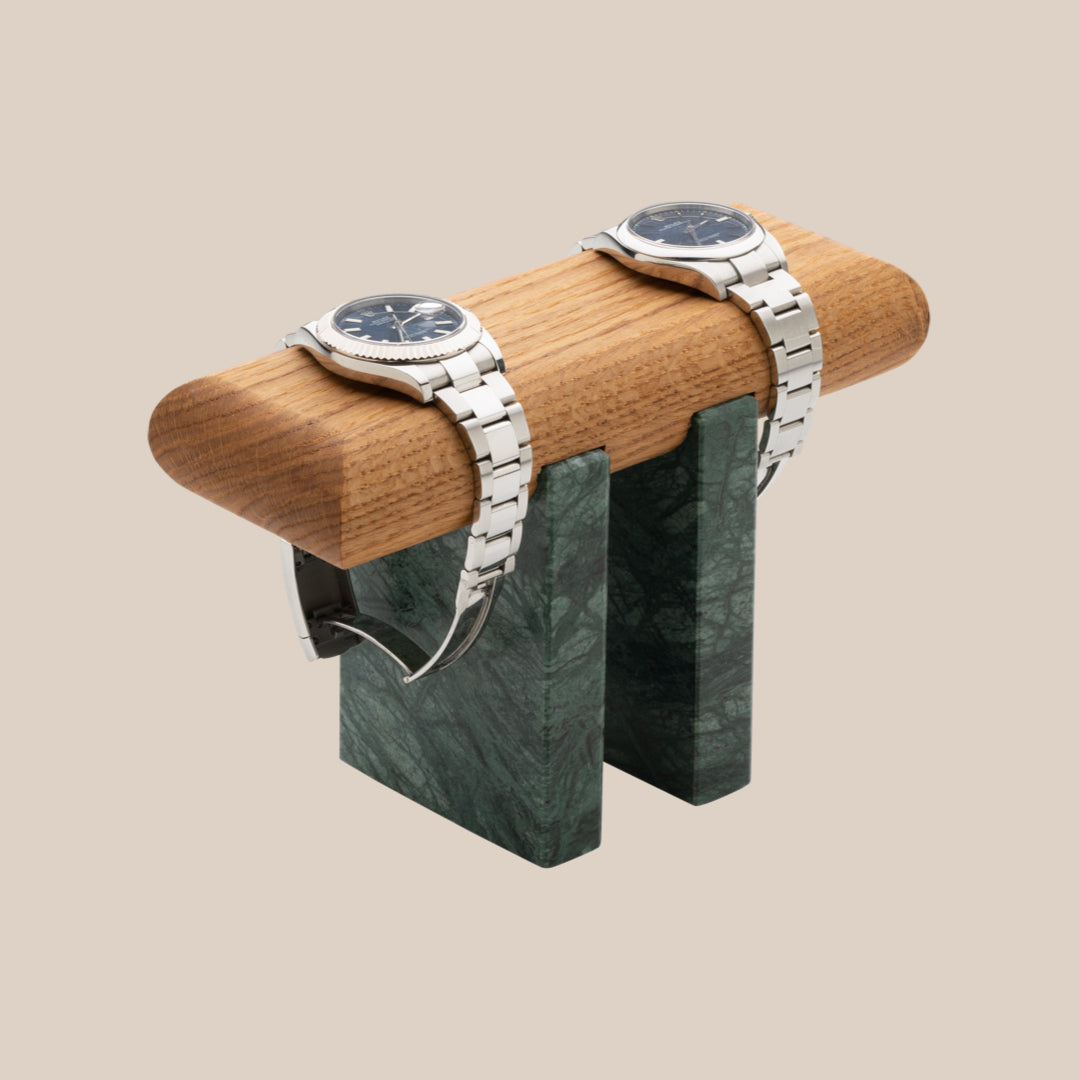 Basel Uhrenständer - Transparent / Verde Marmor