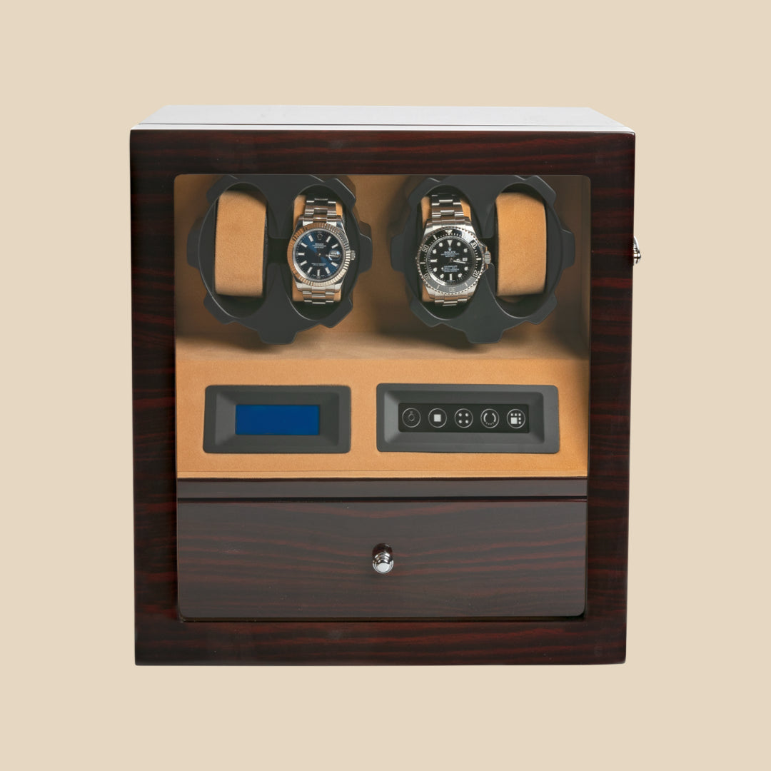 Vitrina móvil WW70 (ébano/camello) - 4 relojes